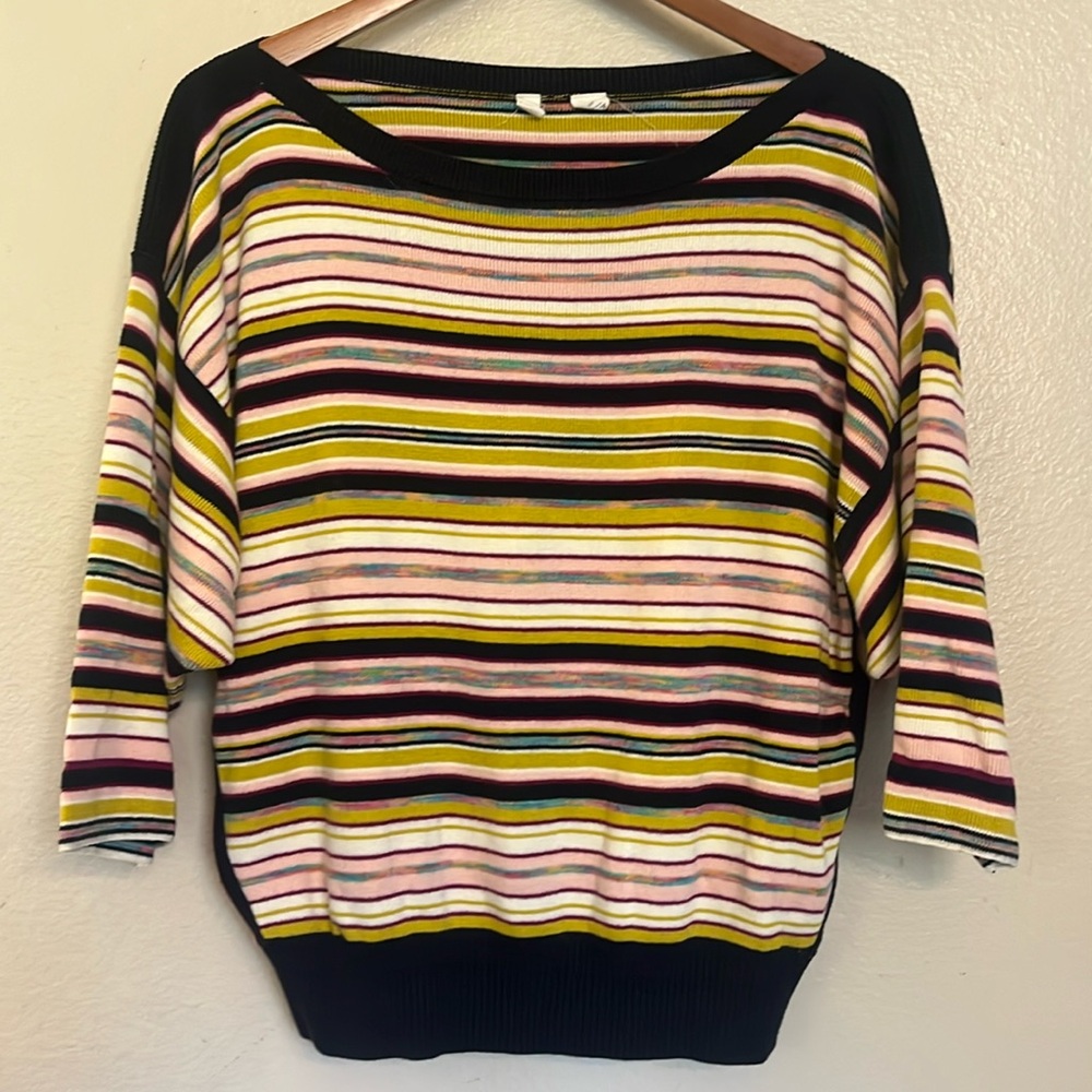 Anthropologie Moth Bright Stripped Bat Wing Sweater M
